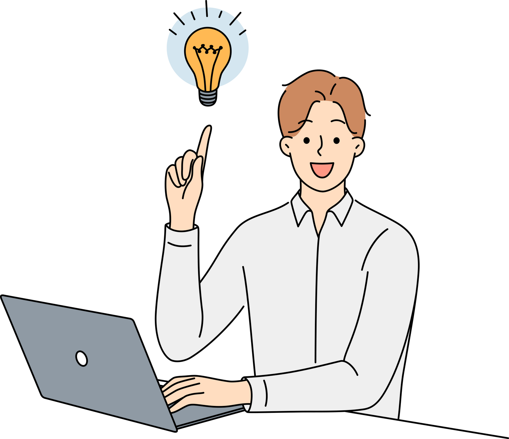 Businessman with lightbulb generate business idea